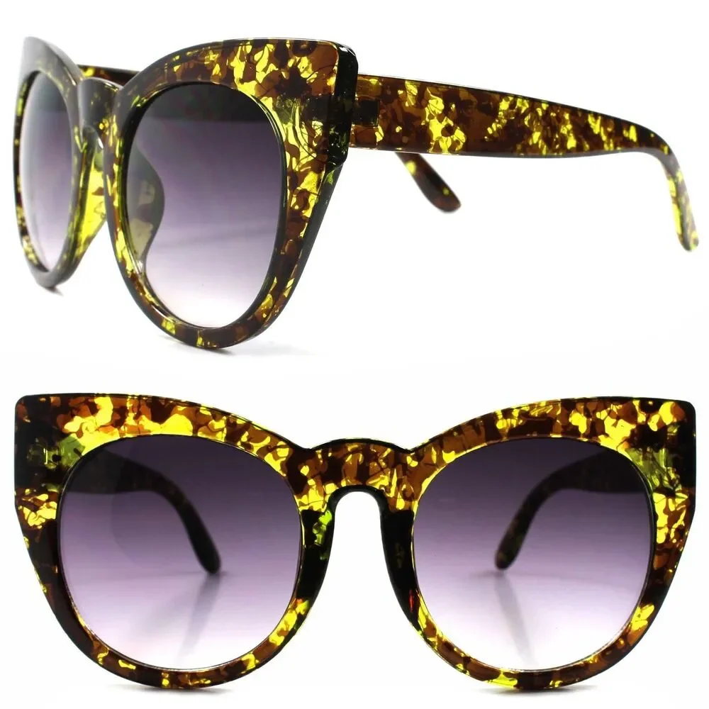 Classic Retro Fashion Brown Hot Womens Vintage Inspired Cat Eye Frame Sunglasses